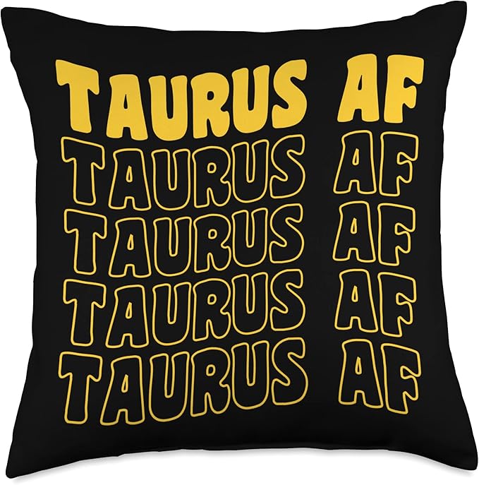 Taurus Symbol Astrology Horoscope Zodiac Sign Af 60s 70s Retro Vintage Style Taurus Sign Throw Pillow, 18x18, Multicolor