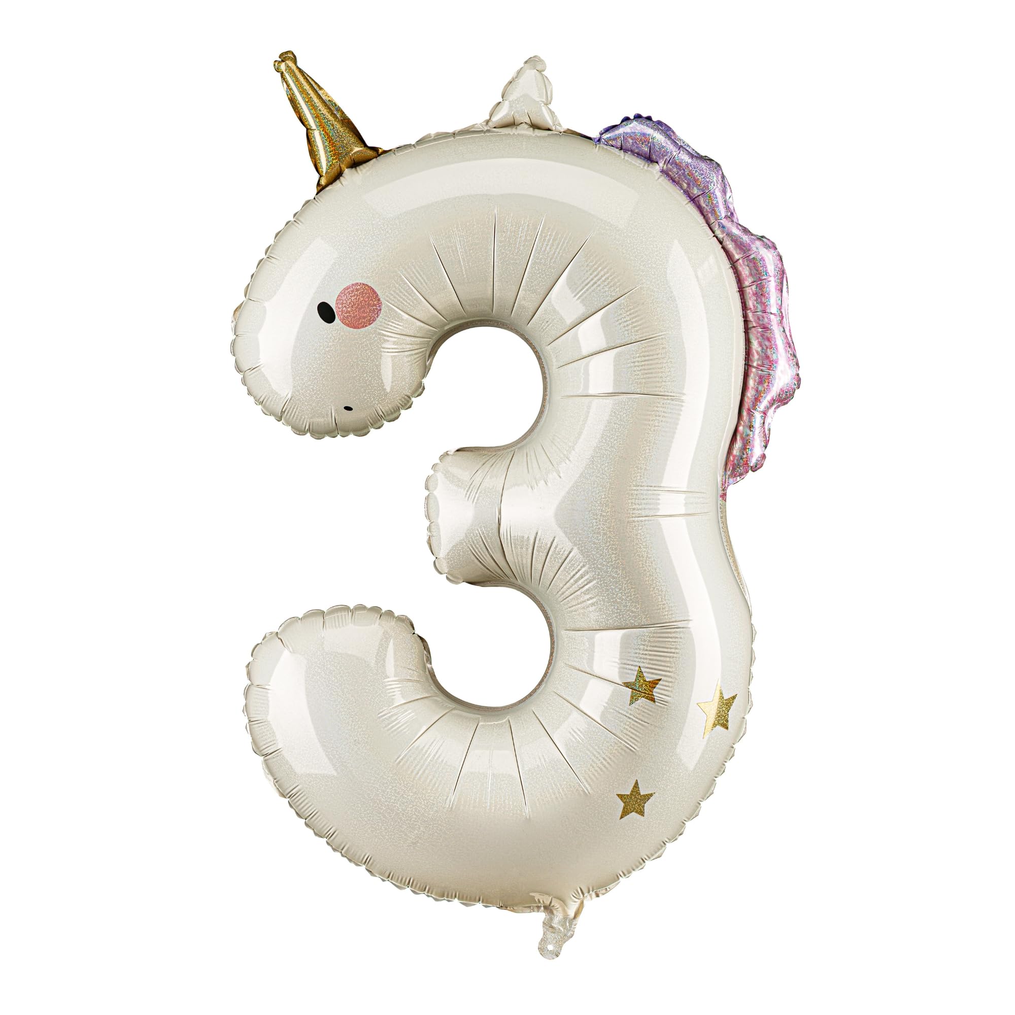 Unicorn Number Balloon PartyDeco 36.5 Inch, Foil Birthday Number Balloons for Girls, Air & Helium Inflatable Unicorn Birthday Decorations Party Supplies (Number 3)