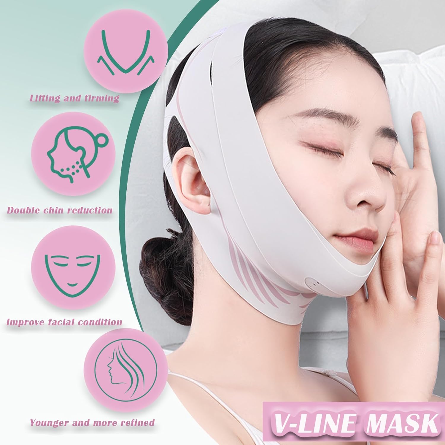 Reusable V-Line Mask for Women, Chin Strap for Sleeping, Soft and Comfortable Chin Strap - Image 3