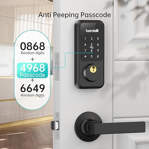 Miniatura 4 de Cerraduras de puerta inteligentes para puerta delantera Juego de 2 manijas de palanca, cerrojo de cerradura de puerta de entrada sin llave, juego de