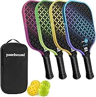 USAPA Approved Pickleball Paddles Set of 4 - Fiberglass Rackets with Large Sweet Spot, 4 Outdoor Balls & PU Leather Case | PanelSound