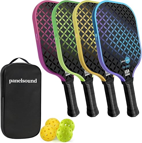 Juego de 2 o 4 palas de pickleball aprobadas por USAPA, juego de raquetas de pickleball de fibra de vidrio con 4 bolas de pickleball para exteriores