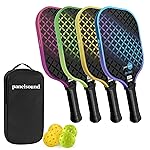 Panel Sound Pickleball Paddles Set of 4, 4 Fiberglass Pickleball Rackets, Pickleball Racquets 4 Pack with 1 Carrying Case & 4 Outdoor Balls