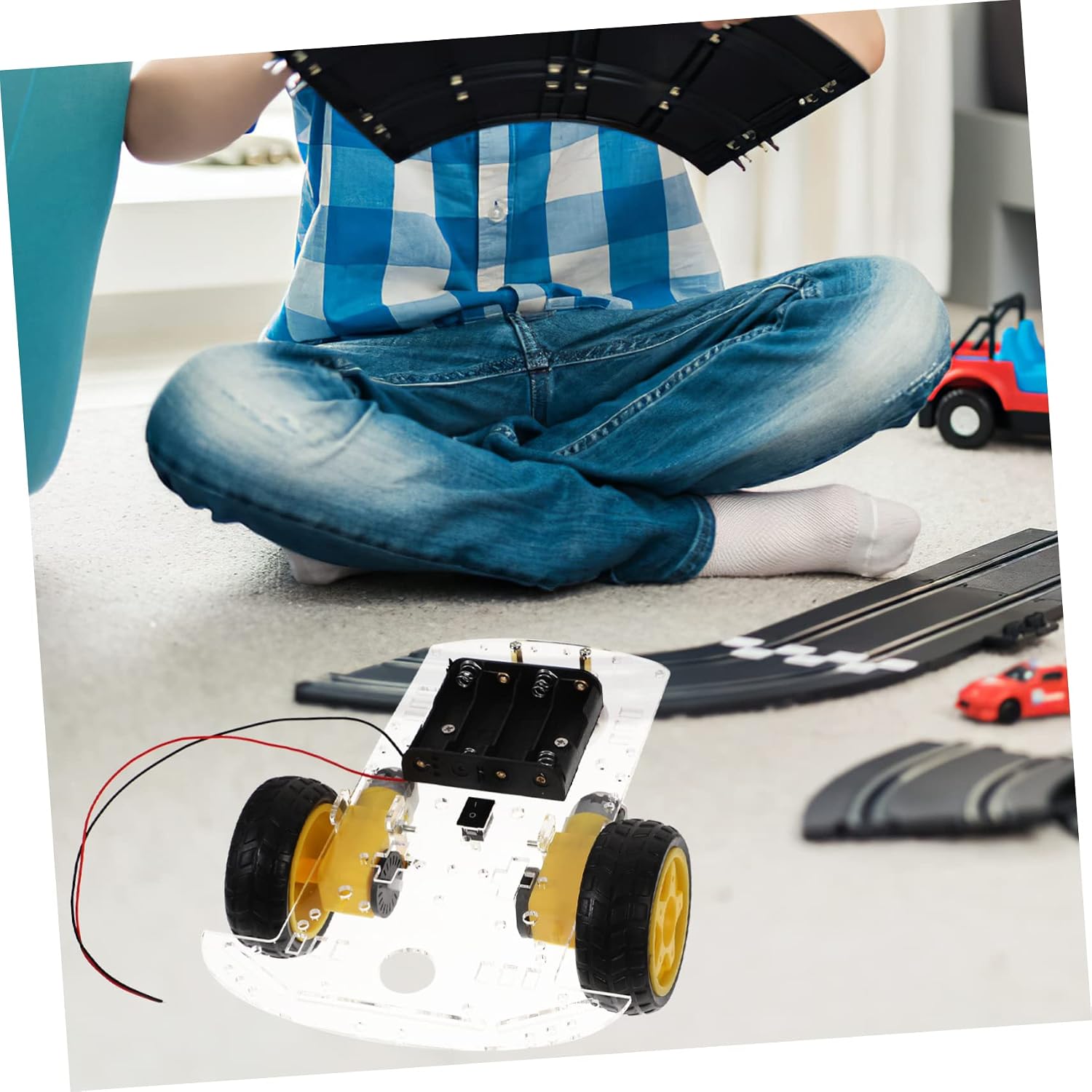 Milisten Smart Robot Car Chassis Kit Encoder Motor Battery Box for for Distance Measurement Velocity Compatible