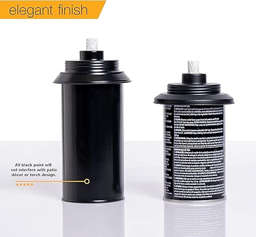 Vista 21 de Aluminio (Never Rust) Tiki - Recipiente de repuesto para antorcha Tiki, 16 onzas, apertura fácil de llenar. Negro mate. Paquete de 4