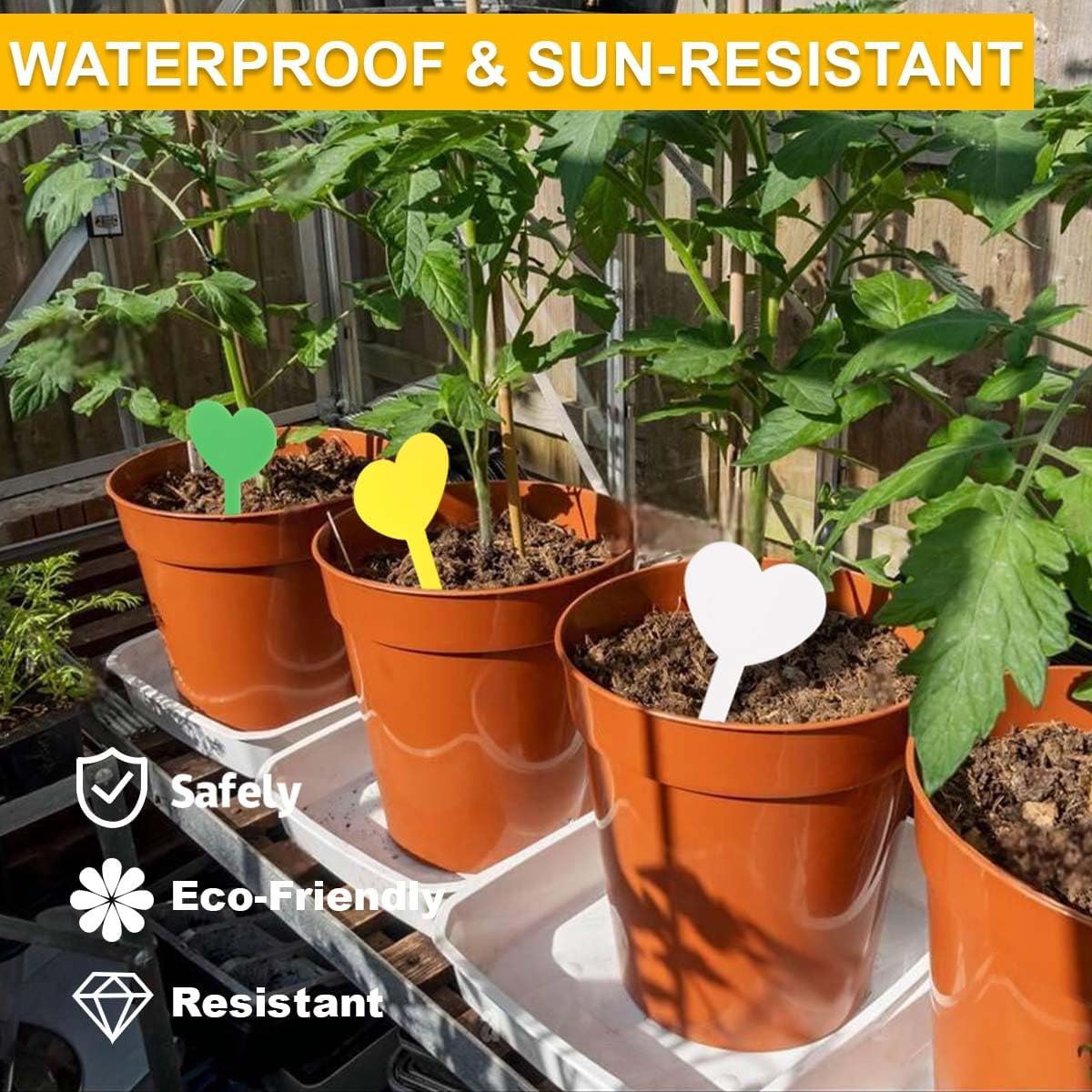 150pcs Plant Labels Seedlings, Plant Tags for Vegetable Garden Waterproof, Writable Plastic Garden Markers for Plants Outdoor Indoor, Heart-Shaped Reusable Plant Label Stakes - Image 5