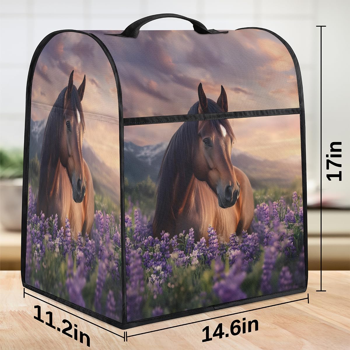 cfpolar Kitchen Aid Mixer Cover Compatible with 6-8 Quarts Animal Horse Purple Lavender Stand Mixer Cover Kitchen Aid Mixers Accessories Appliance Organizer Bag Dust Covers with Zipper Pocket