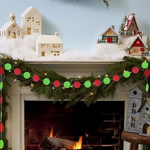 Miniatura 6 de UNIIDECO - Decoraciones de serpentinas de Navidad color rojo y verde, accesorios de adornos para árbol de Navidad, guirnalda de papel con puntos