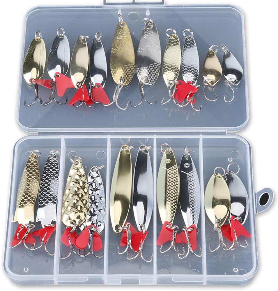 DONQL Fishing Lures Metal Spoons Hard Baits Metal Fishing Lures Spinner Baits Fish Treble Hooks Tackle Salmon Bass
