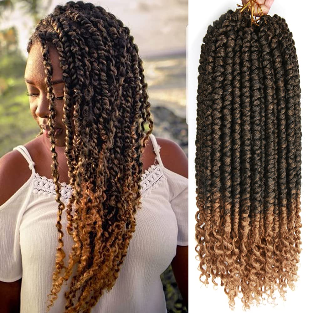 8 Packs Ombre Crochet Curly Wave Senegalese Crochet Hair for Black Women Synthetic Fluffy 14 Inch Short Spring Twist Crochet Hair Pretwisted Passion