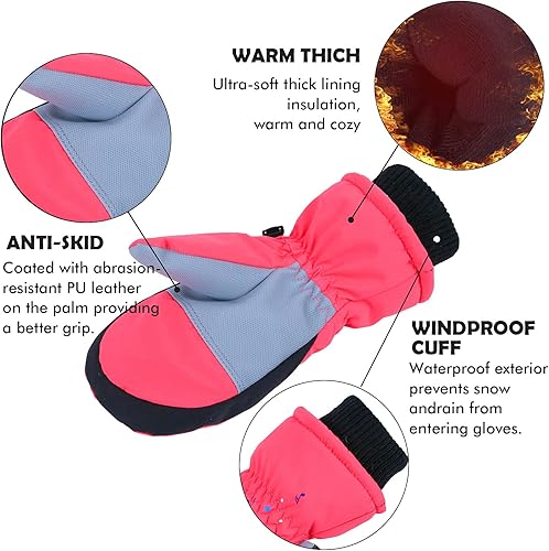 Miniatura 4 de EVBEA Guantes de nieve para hombre y mujer, impermeables, para invierno, cálidos, para esquí, snowboard, guantes para mujer