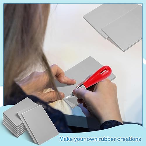 Miniatura 6 de Frienda 40 bloques de tallado de goma rosa de 4 x 6 x 0.25 pulgadas, bloque de linóleo suave, ladrillo tallado de goma para sellos, manualidades de