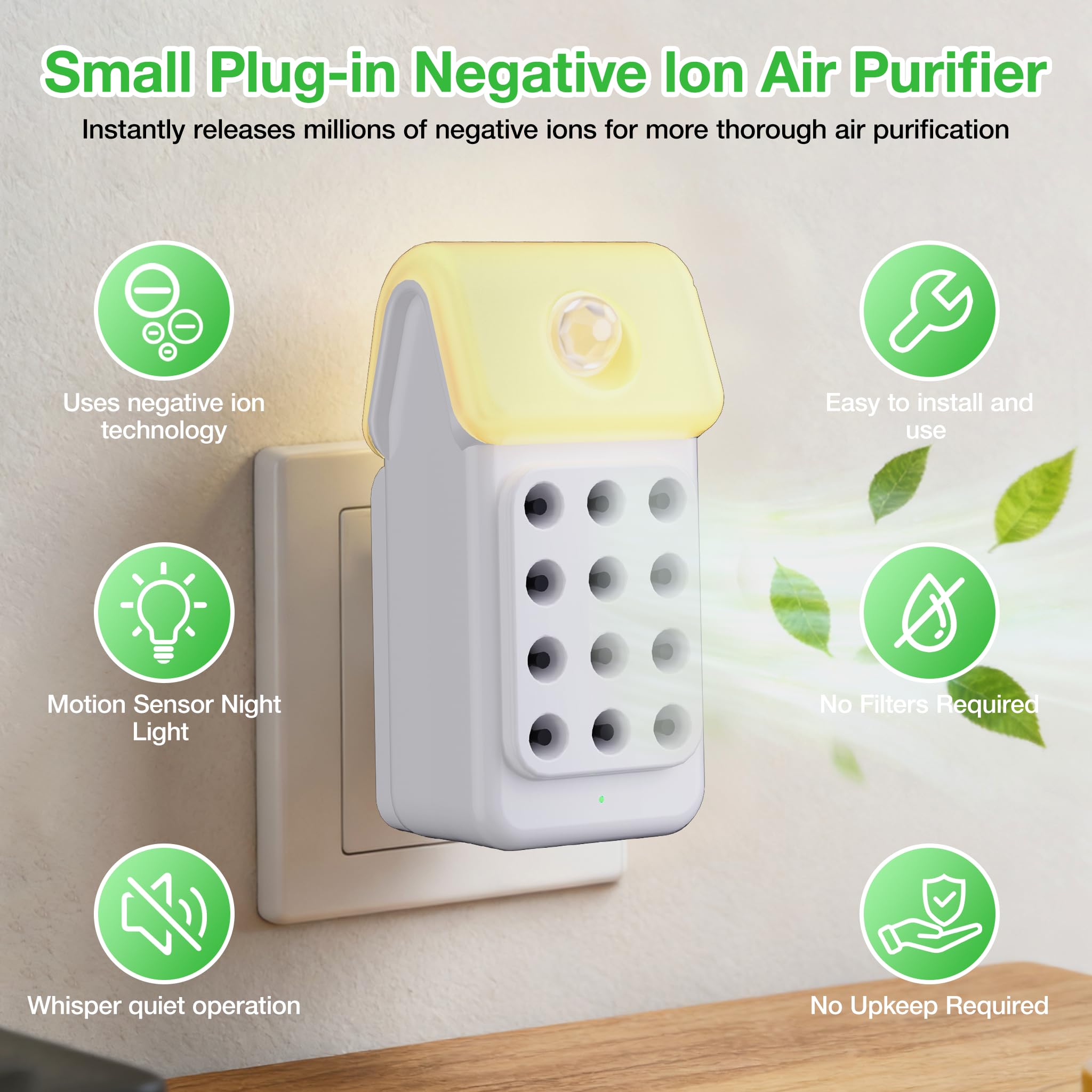 Jostart Purificatore d'aria allergico per appartamento, confezione da 3 purificatore d'aria con sensore luce per camera fumatori camera cucina bagno camera animali domestici