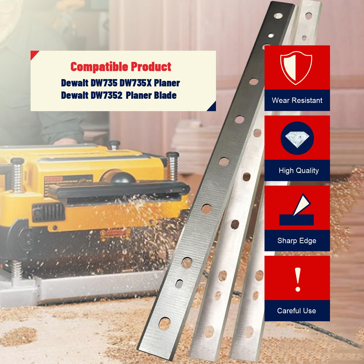 Cuchillas cepilladoras HSS de 33 cm para cuchillas de repuesto DeWalt DW735 DW735X Planer DW7352, 13-1/8 x 7/8 x 1/16 pulgadas, 9 unidades