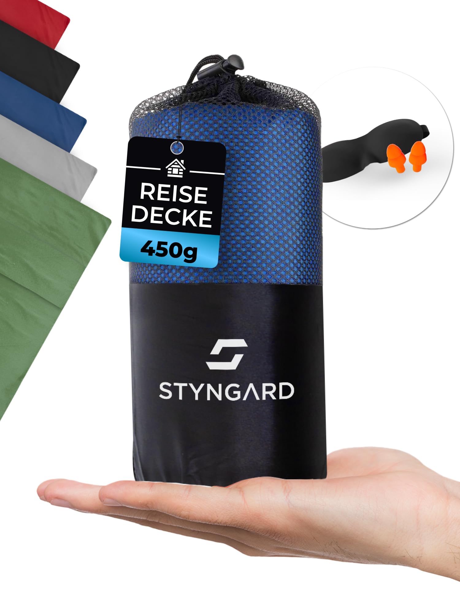 STYNGARD Reisedecke weich - Kuschel Camping Decke warm aus Fleece [450g] - Reisedecke Flugzeug [150 x 200cm] kompaktes Packmaß Modell Copenhagen