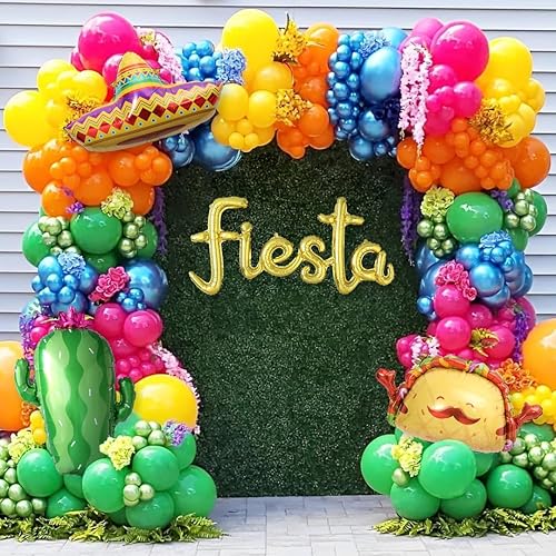 Kit de arco de globos para fiesta del Cinco de Mayo, guirnalda de globos de colores arcoíris para decoraciones de fiesta mexicana, decoración de