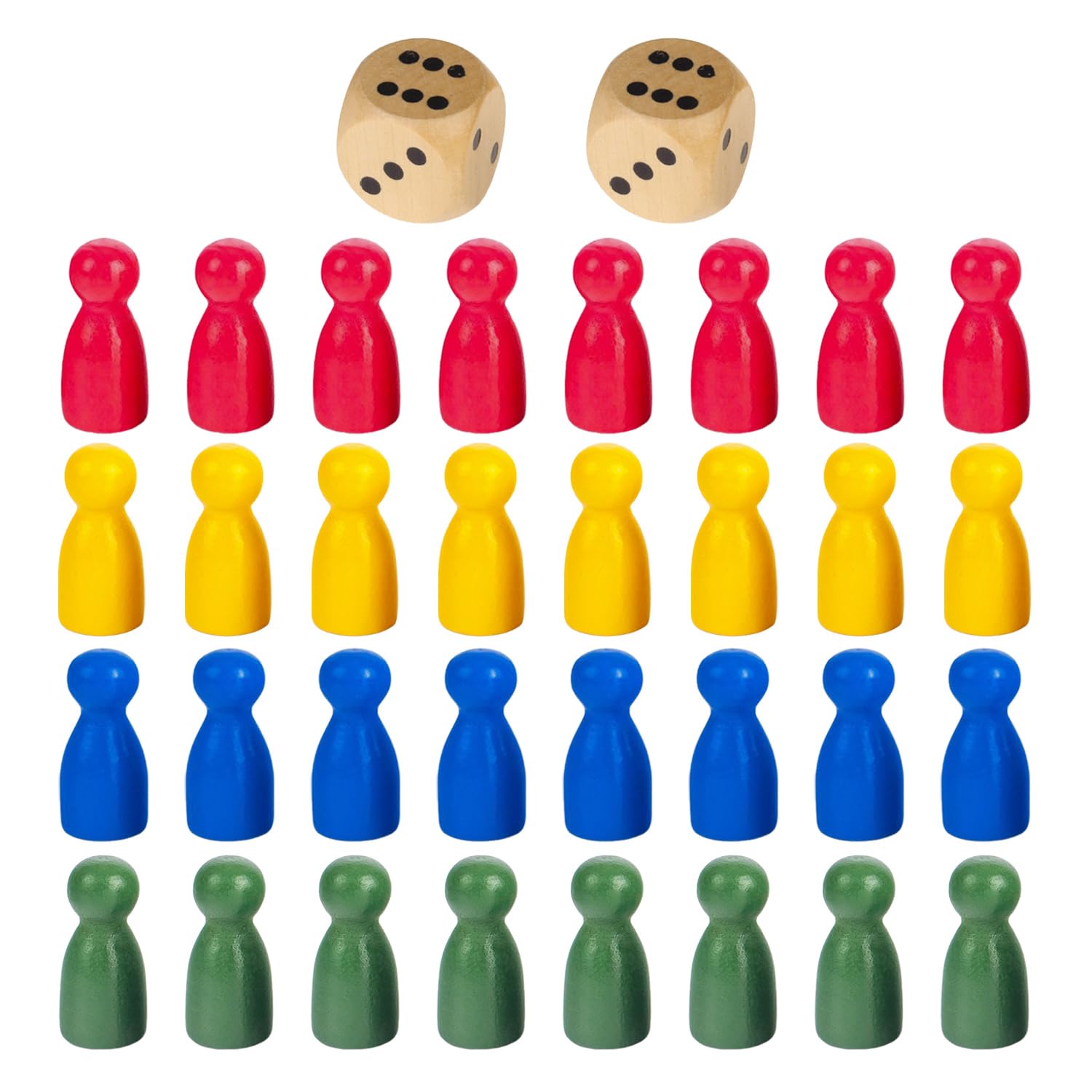 32 Chess Figures & 2 Dice Wooden Toy Board Game Accessories Throwing - View #8