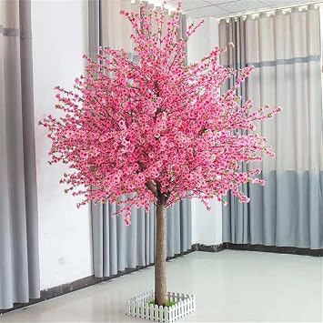 Japanese Artificial Cherry Blossom Tree, Artificial Peach Blossom Fake Peach Tree, Handmade Artificial Tree, Fake Flowers for Garden Plants Simulation for Party, Wedding, Christmas, Pink, 1.0*0.8m