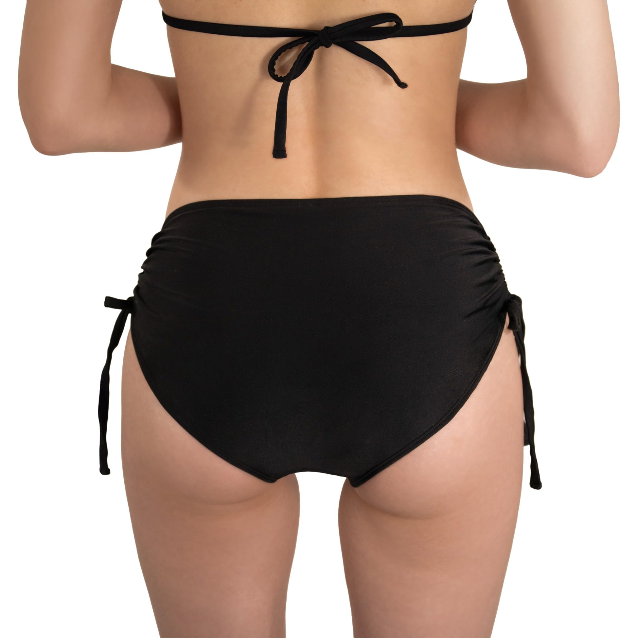MYLILY Braga Bikini Mujer con Cordones | Braga Bikini Negro Mujer | Bragas Bikini baño con Volantes | Bragas de Bikini