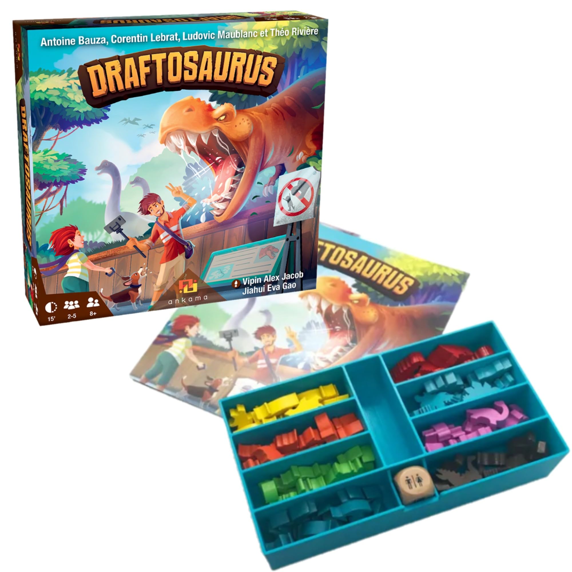 Ankama - Draftosaurus - Jeu de Base - Rédaction de Cartes - Lancer de Dés - Sélection d'Actions Simultanées - Jeu de Stratégie - Déroulement Rapide - Français - 2 à 5 joueurs - ANK9551