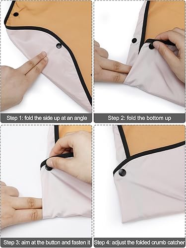 Miniatura 6 de 8 baberos para adultos para comer corbatín, lavable a máquina, protector de ropa, baberos para adultos mayores con recogedor de migas opcional y