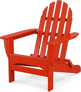 Polywood AD5030SR Classic Folding Adirondack Chair, 38.5" H x 31.25" W x 33.5" D, Sunset Red