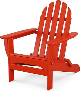 AD5030SR Classic Folding Adirondack Chair, 38.5" H x31.25 W x 33.5" D, Sunset Red