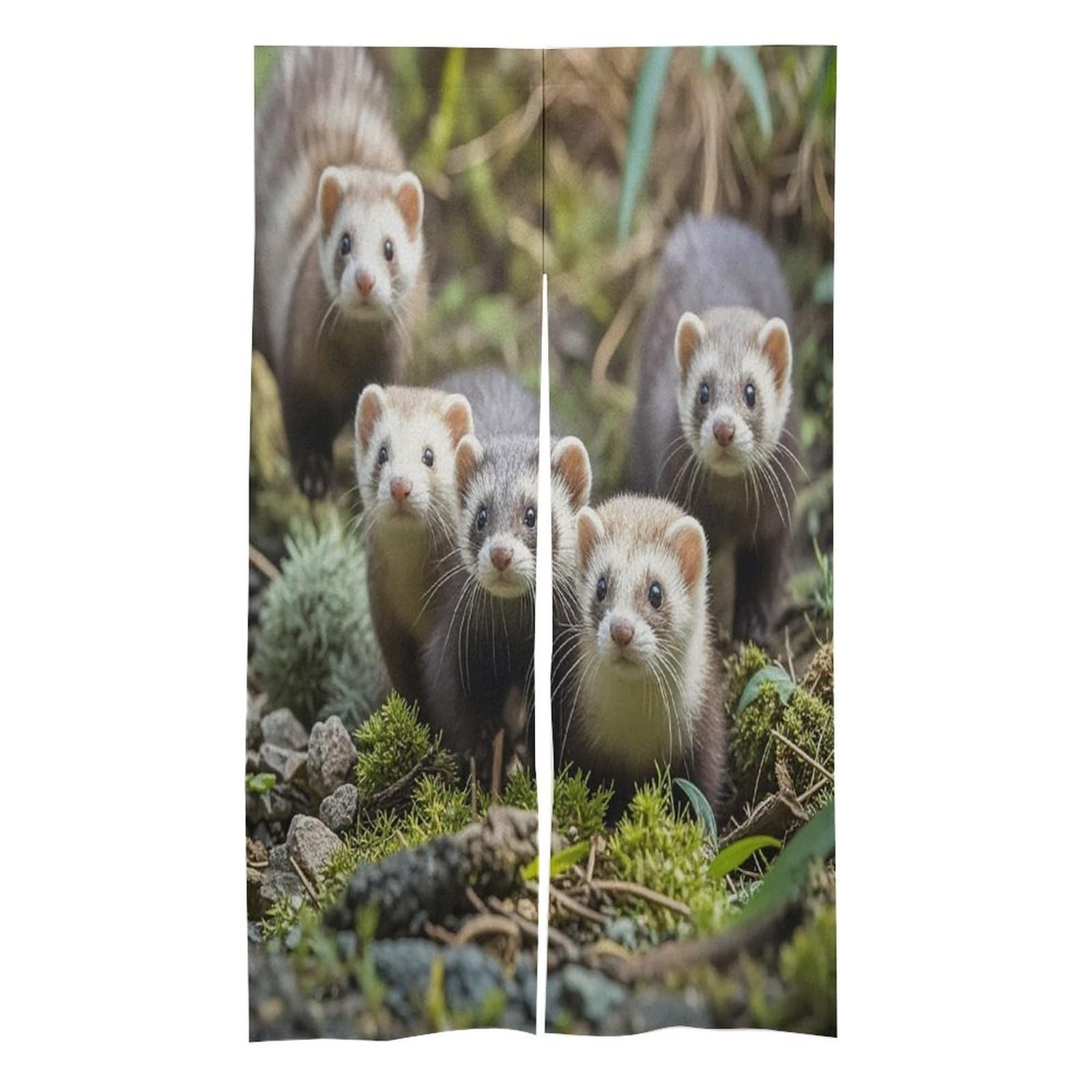 FekiLoot Ferrets Door Curtain Splice Japanese Style Theme Blackout Doors Cover Hemp Door Tapestry Temperature Protection Barrier Doors Screen for Various Rooms 17W X 57L Inch