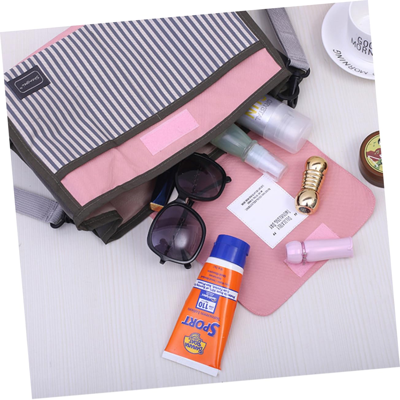 VICASKY 2piezas Organizador Para Cochecito De Bolsa De Almacenamiento Para y Juguetes Diseño De Rayas Rosa Para Paseos y