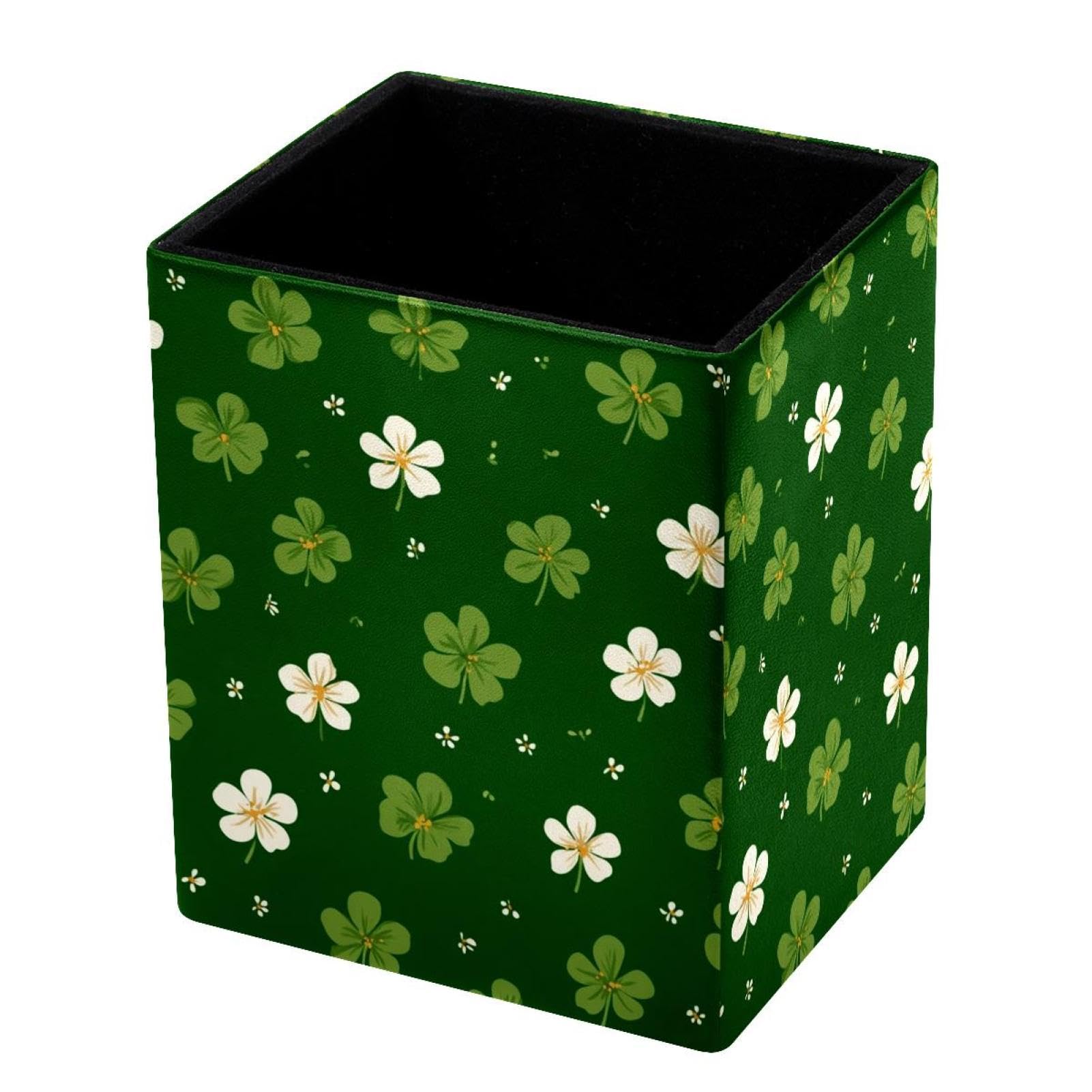 VAPOKF Pencil Holders for Desk, Shamrock Printed Pen Holders Pen Pot Makeup Brushes Storage Desktop Stationery Supplies Organiser for Home Office