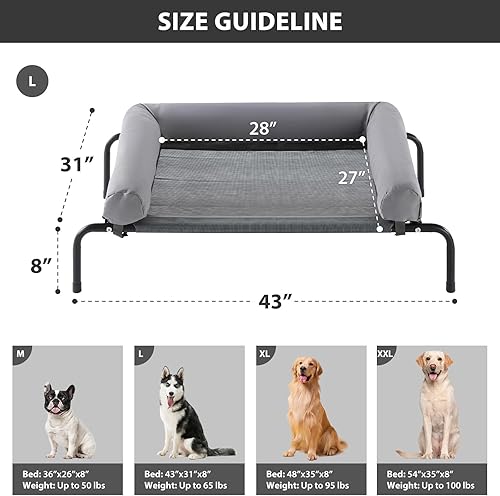 Miniatura 2 de RRPETHOME Cama grande y refrescante para perros, camas elevadas para perros grandes, cama elevada para mascotas al aire libre, a prueba de mordidas,