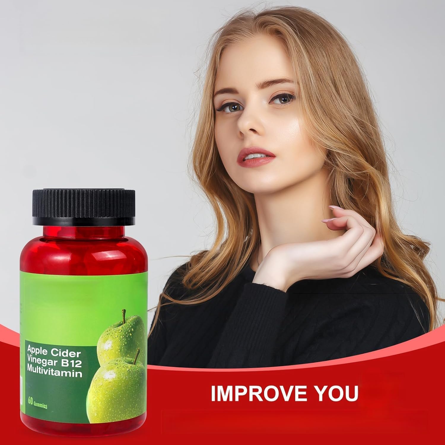 Gomitas multivitamínicas de vinagre de sidra de manzana | 60 cápsulas, Suplemento nutricional vegetariano para adultos, sin OGM,