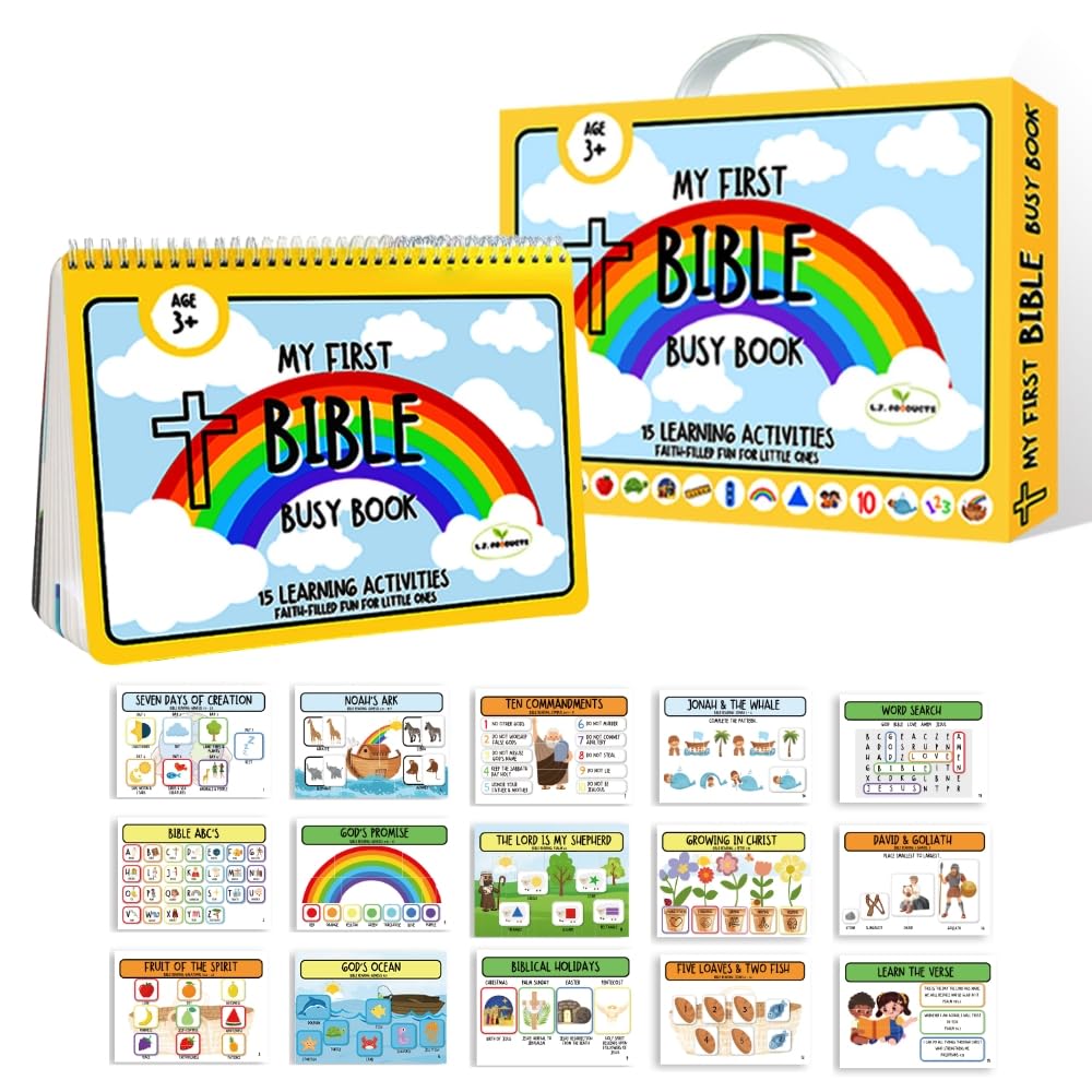 Bible Busy Book for Toddlers Ages 3 and Up - Montessori Sensory Toys Busy Board Homeschool Preschool Learning Activities - Gifts for 3 Year Old Boys -