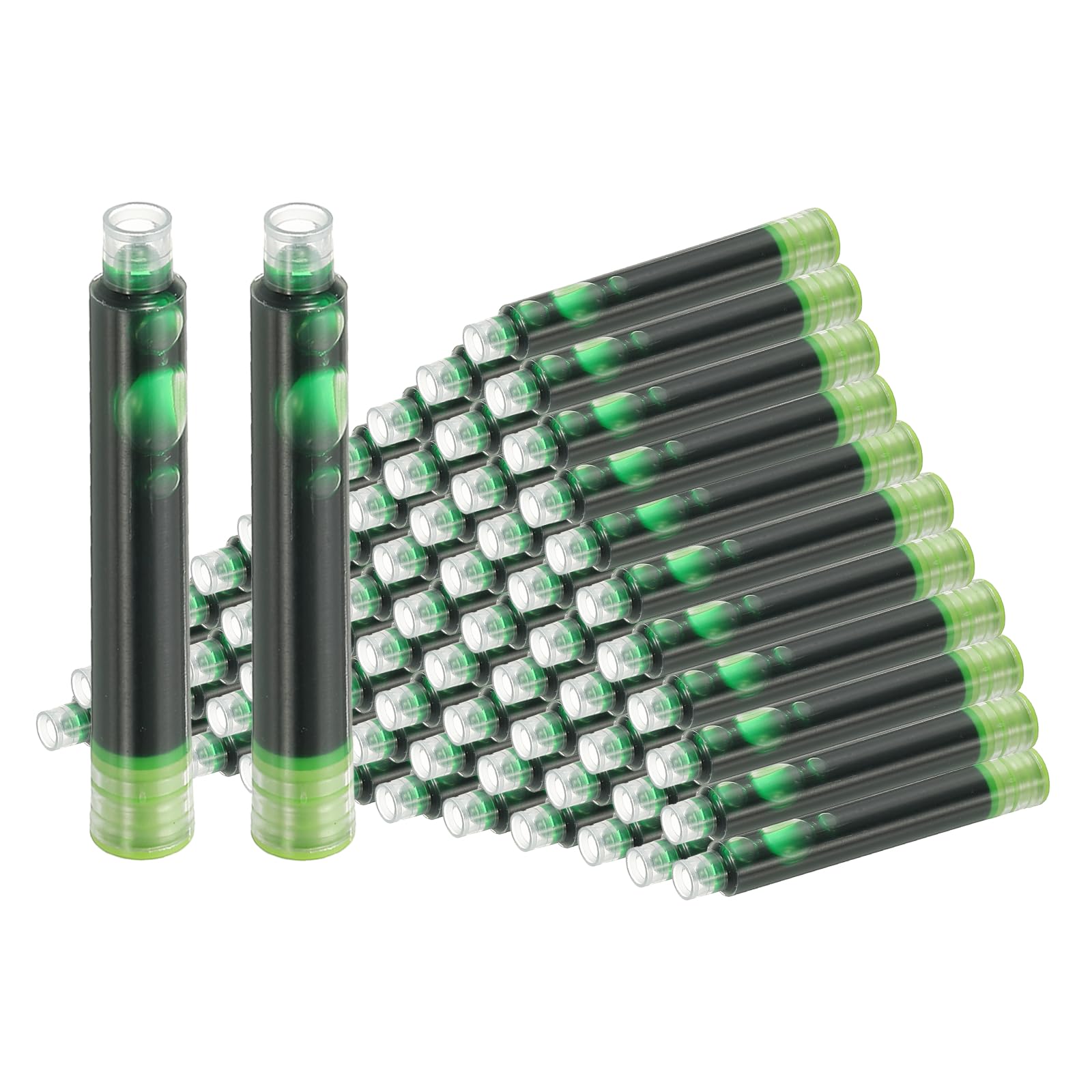PATIKIL 72Pcs Fountain Pen Ink Refills 3.4mm Bore Diameter Light Green Ink Cartridges International Stand Refill Cartridges for Pen Writing Business