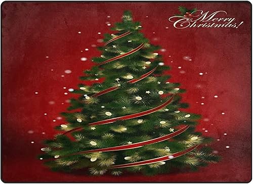 Miniatura 9 de HONGXIU Alfombras rojas de Navidad, 6 x 8 pies, árbol de Navidad y logotipo de copo de nieve, alfombras de área de Navidad para sala de estar,