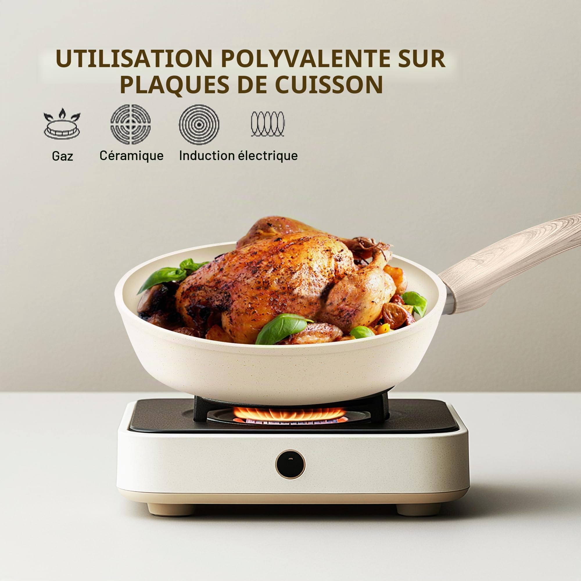 DishDelight 12pcs Batterie de Cuisine Induction Lot Poele et Casserole Tout Feux Anti-adhésives sans Pfas sans Pfoa Couvercles Verre