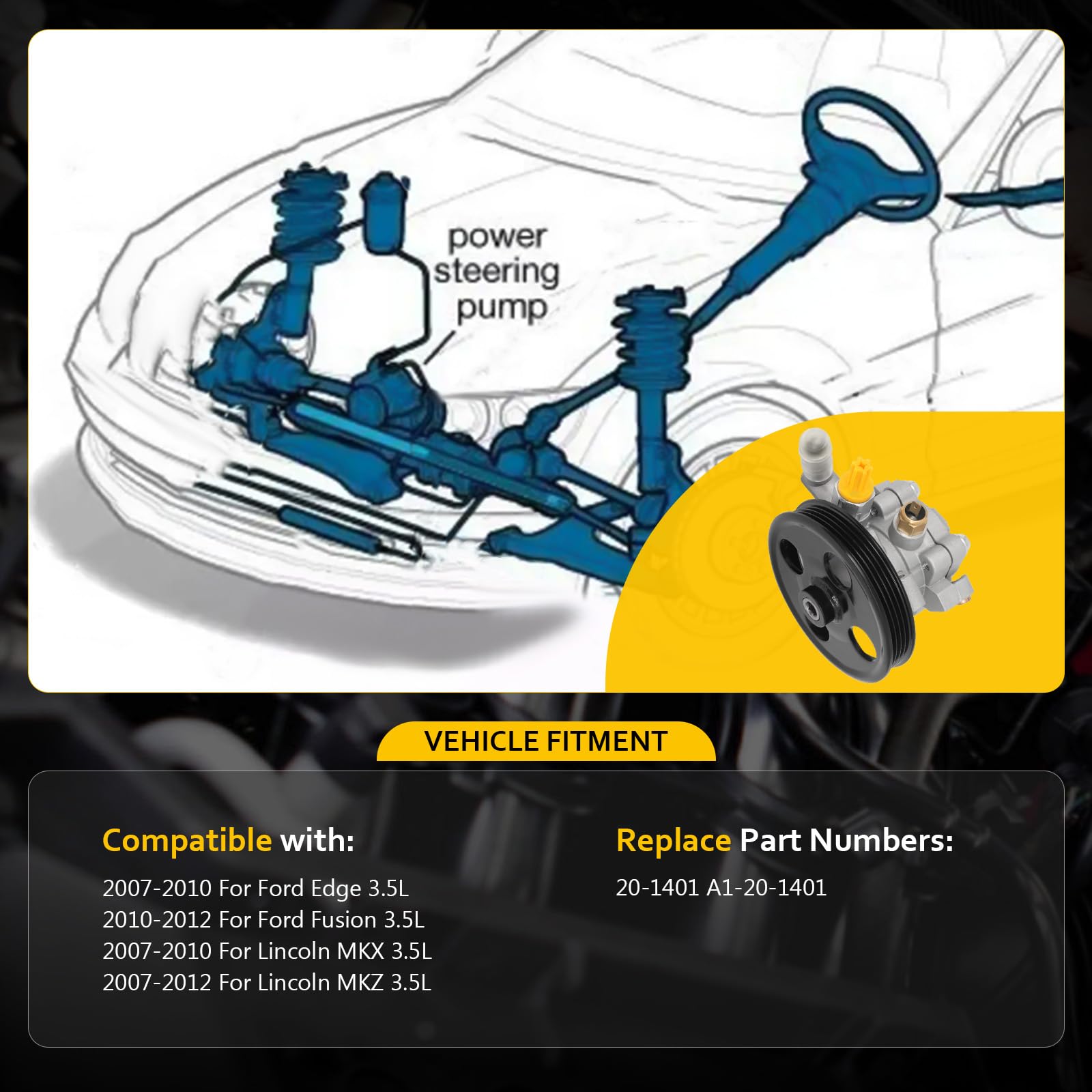 Power Steering Pump Fit For Ford Edge/Fusion Lincoln MKX/MKZ 3.5L 2012