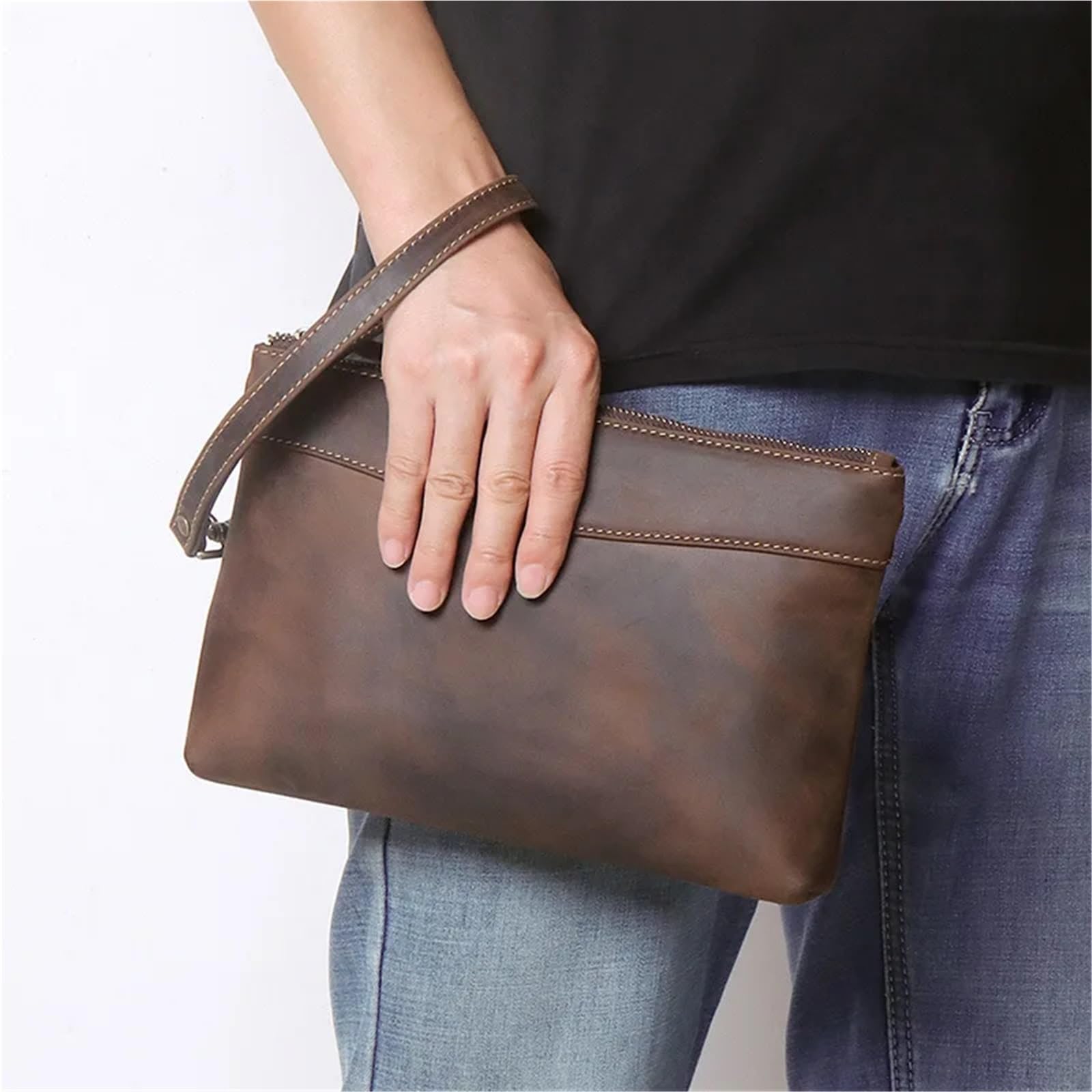 Pochette da uomo in pelle vintage di grande capacità Adatto Agli Uomini
