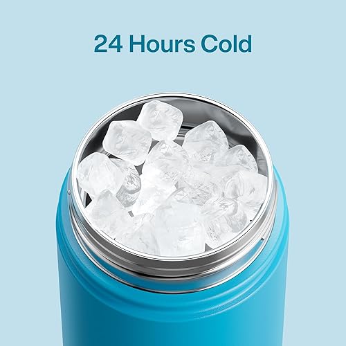 Miniatura 232 de ENCOOL Botella de agua aislada con popote, de acero inoxidable, a prueba de fugas, sin BPA, al vacío de doble pared que se mantiene fría durante 24