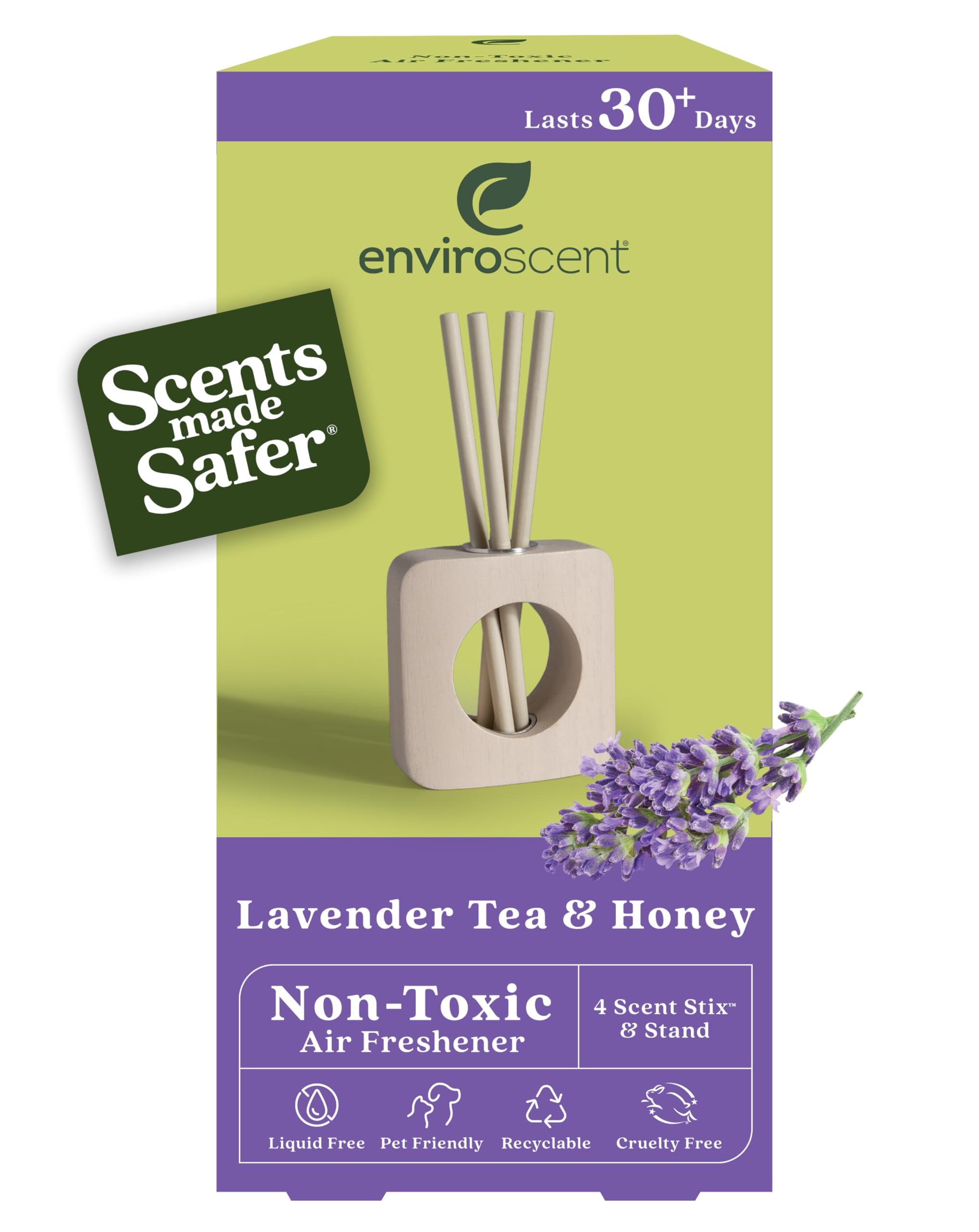Enviroscent Non-Toxic Air Freshener for Home | Liquid Free Diffuser | Home Fragrance Lasts Over 30 Days | Kit includes 1 Mango Wood Stand & 1 Scent