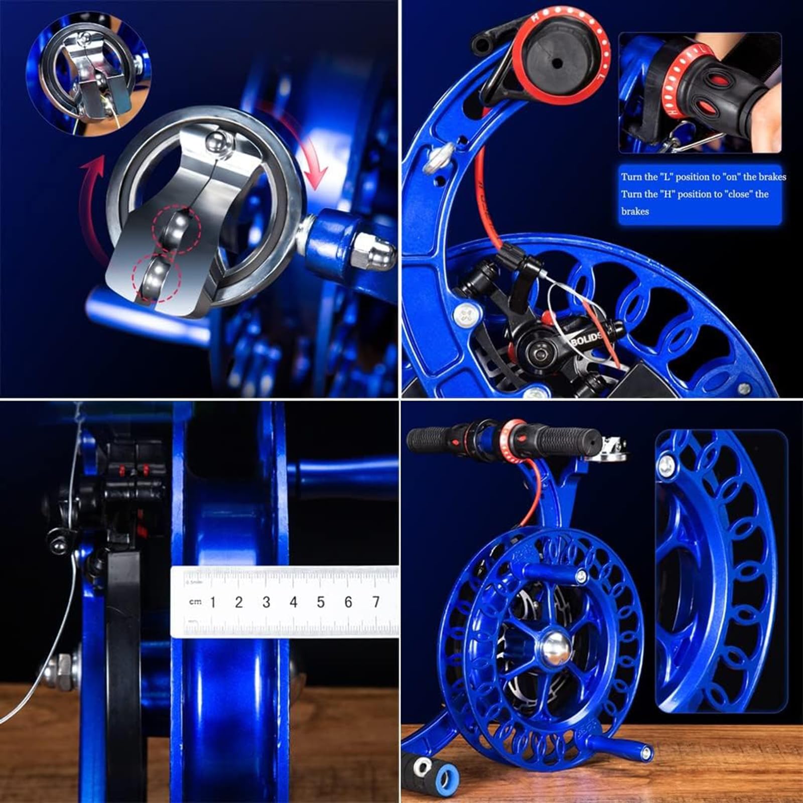 Drachenrollenwickler, 25,9 cm Durchmesser, 360° Rundum-Schnurführung, Scheibenbremse und Rücklaufsperre, Nutbreite 3,5 cm, Tiefe 4,0 cm, geeignet für große Drachen