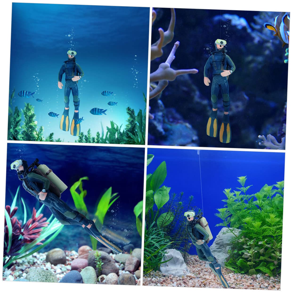 BESPORTBLE 8 Pièces Plongeur d'aquarium décor de Figurine d'action d'aquarium Ornements Miniatures Accessoires d'aquarium décor de Plongeur de Simulation Ménage Modèle Pierre décorer