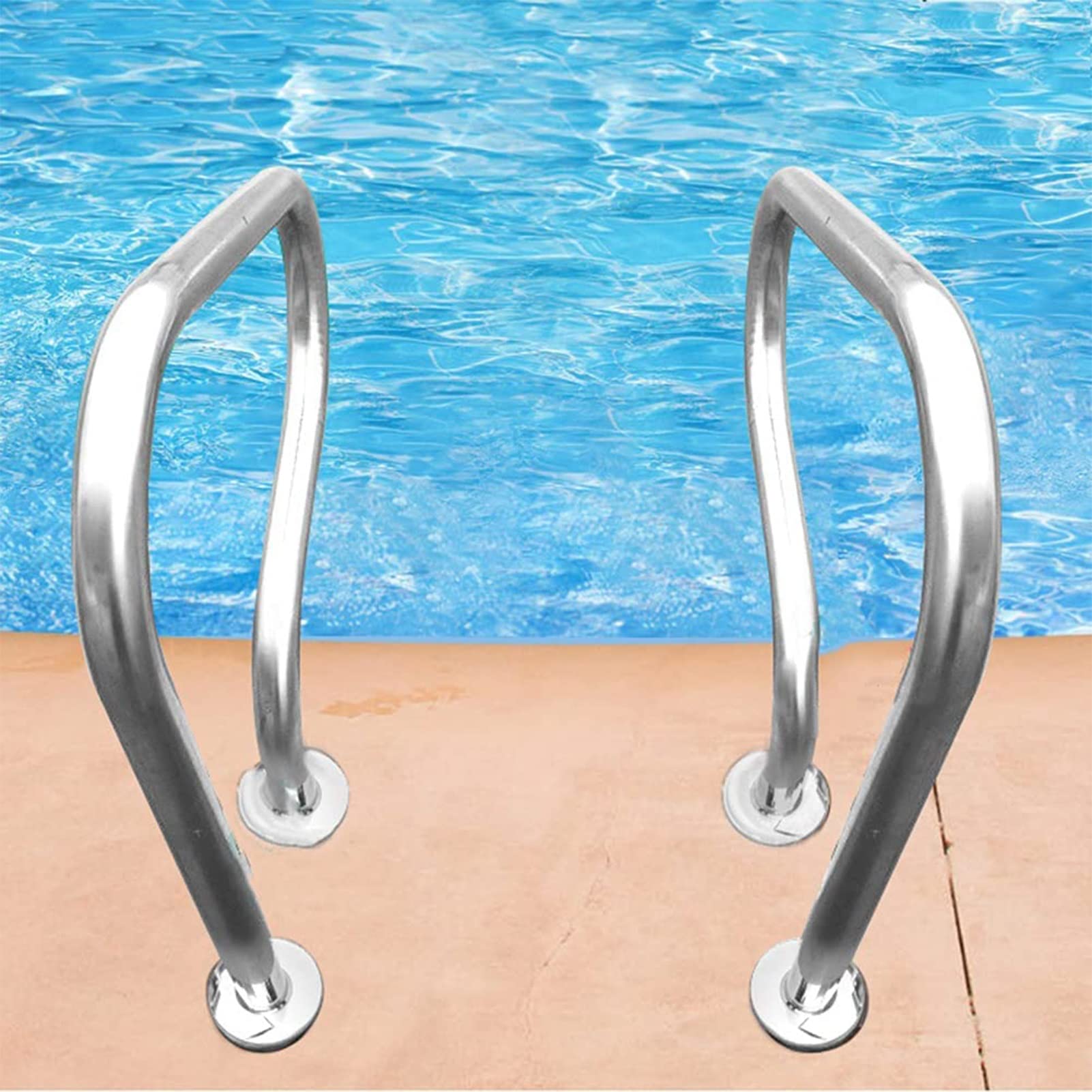 Zwembad Leuningen, 304 roestvrij stalen handvat, zwembadreling, ladder trap leuning voor zwembad, hellende ingang, spa, waterpark (1 stuks
