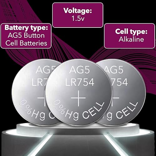 Miniatura 3 de LOOPACELL Batería AG5 (paquete de 10) - Baterías alcalinas LR754 de 1.5 V