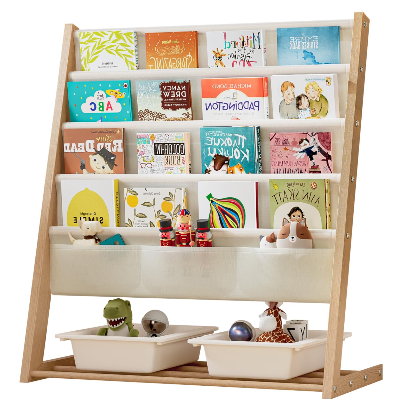 Kids Bookshelf with Strong Metal Frame High Weight Capacity