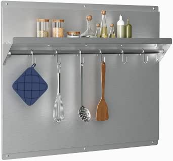 IKTCH 30 x 24 Stainless Steel Backsplash with Shelf for Stove