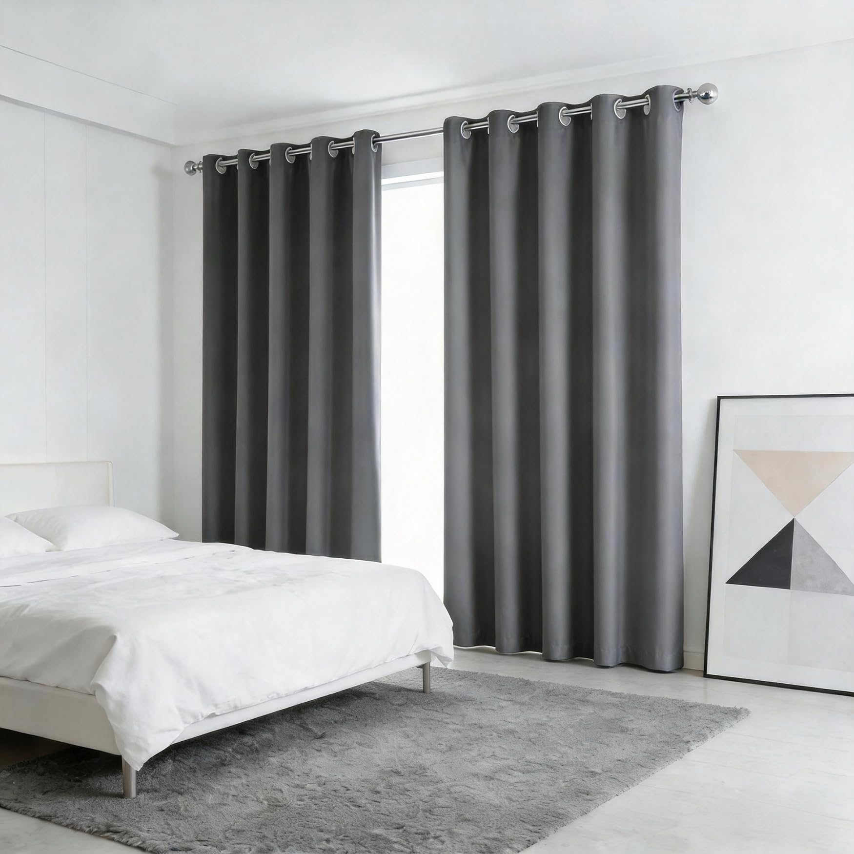 Rideau thermique 240 x 170 cm gris opaque à oeillets