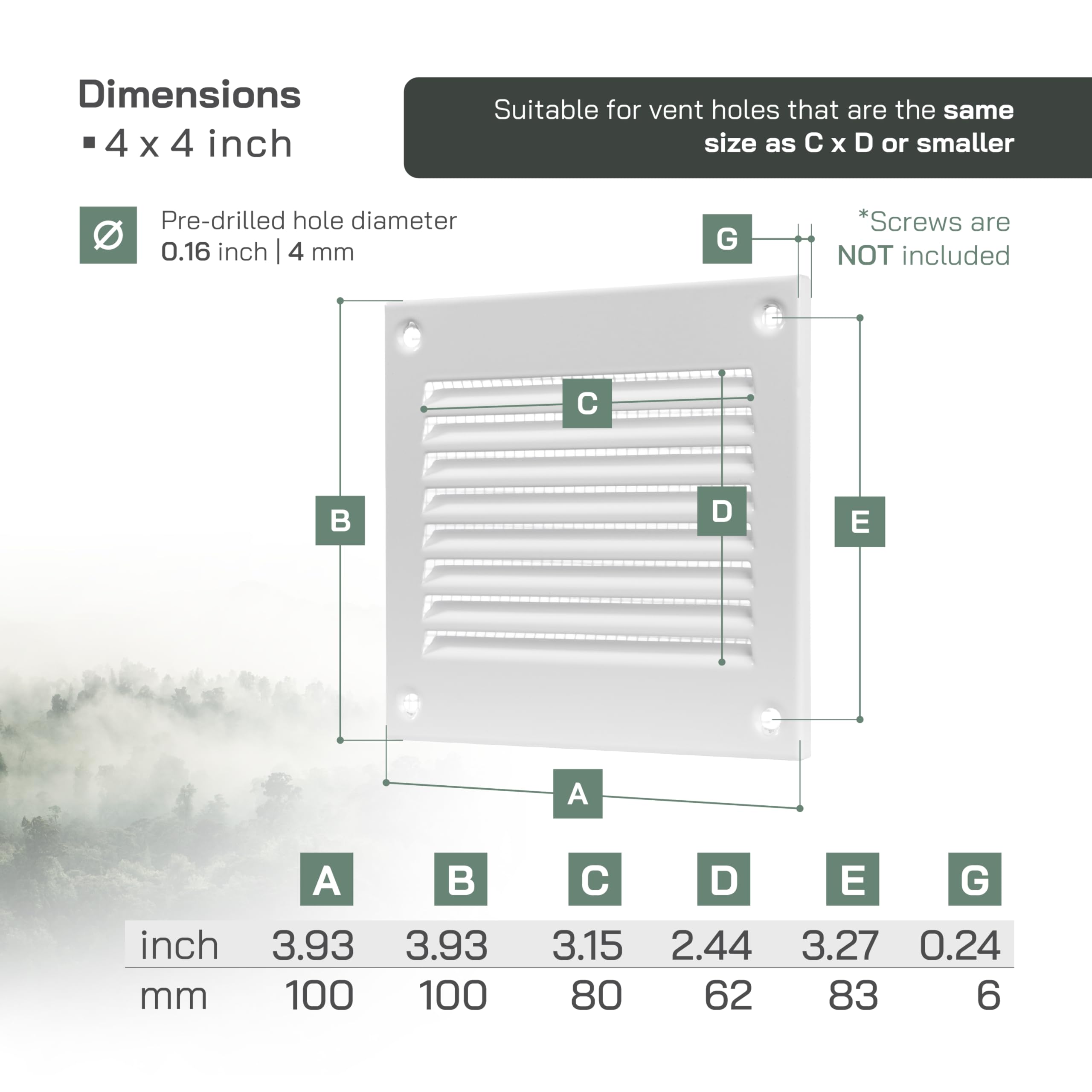 Grille D'aération En Métal Blanc De 10 X 10 Cm Avec écran De Protection Antiparasitaire Intégré