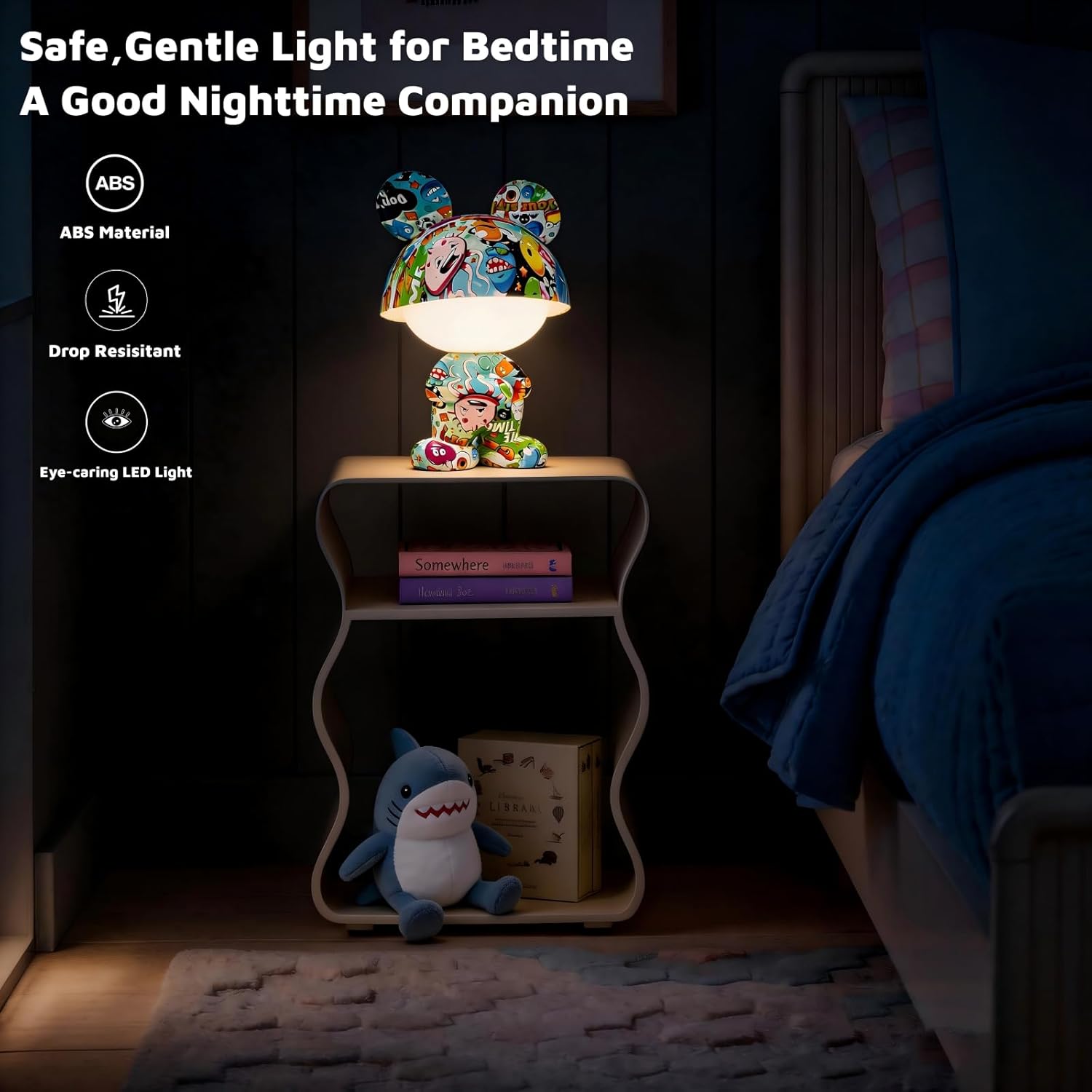 Cute Decorative Night Lights,Doodle Lamps,Rechargeable Table Lamps,Cordless,Warm White Light,Colorful Graffiti Art Decor,Sleep Aid,Easter Gifts for Kids Boys Girls Teens Friends Family Lover