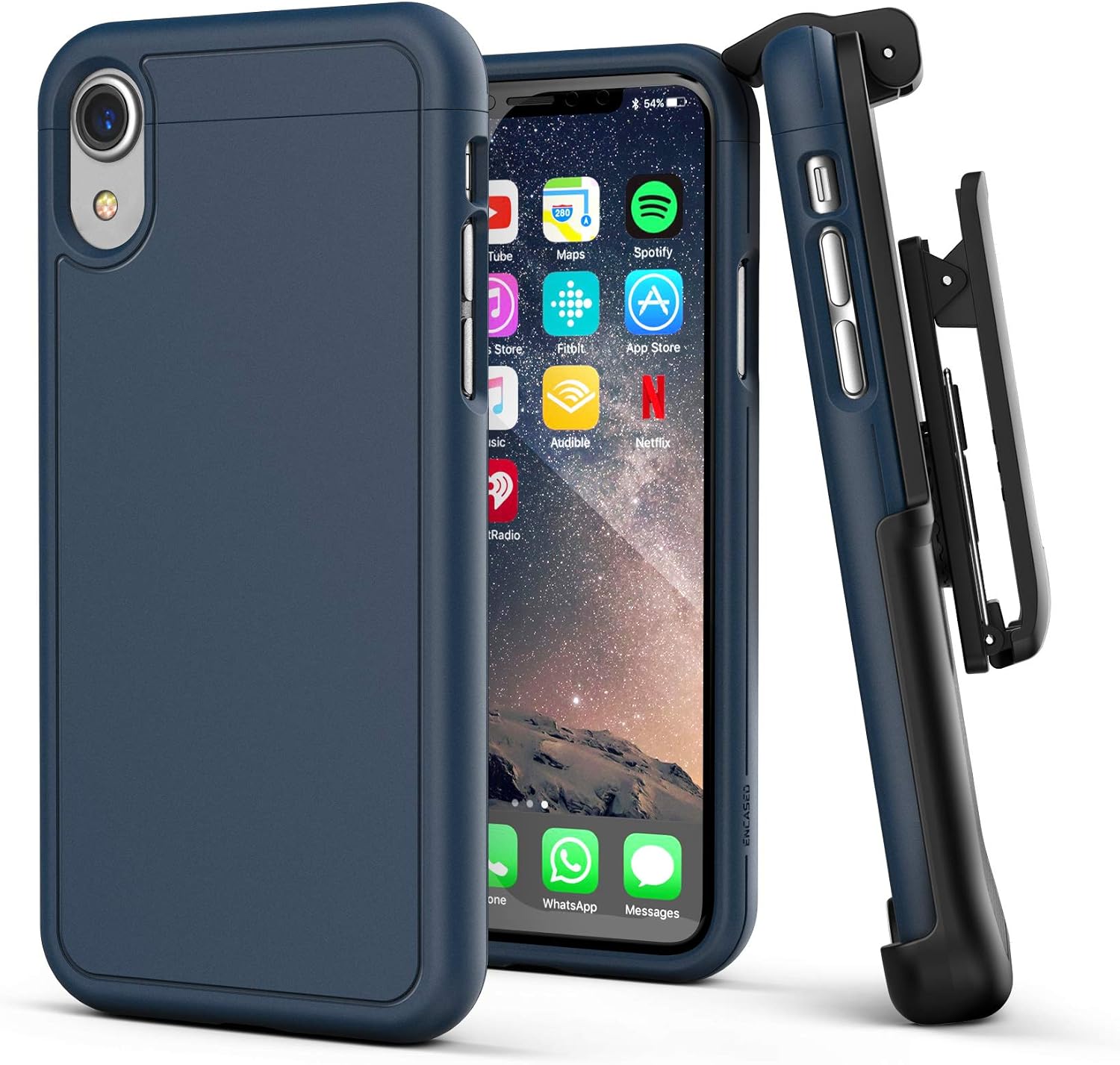 Encased iPhone XR Belt Clip Holster Case, Ultra Slim Protective Cover with Belt Holder (Slimshield Series) Navy Blue